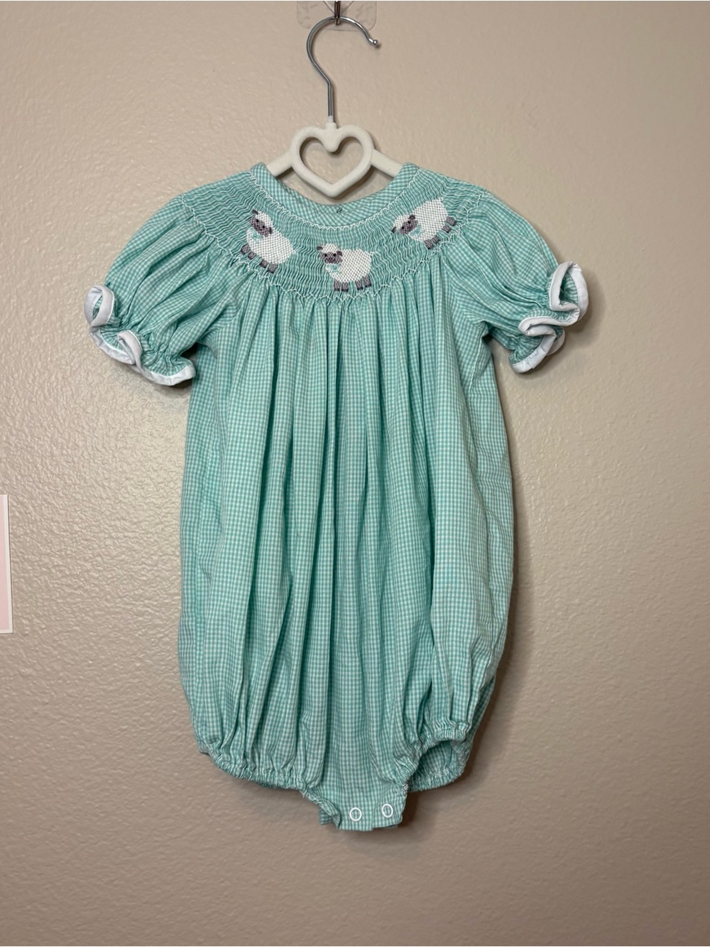 Classic whismy baby one piece romper sheep gingham 12-18 month cottagecore